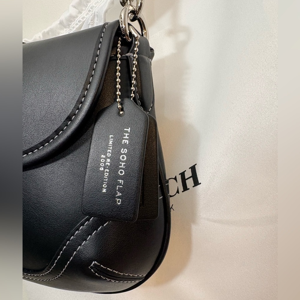 Coach Black Leather Shoulder Bag with Silver Hardware - Picture 2 of 15